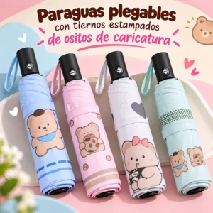 Paraguas Plegable con Estampado de Ositos de Caricatura