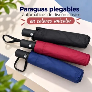 Paraguas Plegable Automático Diseño Clásico Unicolor