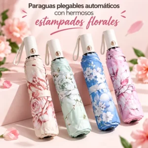 Paraguas Plegable Automático con Estampados Florales