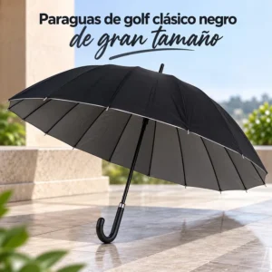 Paraguas de Golf Clásico Negro de Gran Tamaño
