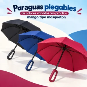 Paraguas Plegable con Mango Tipo Mosquetón