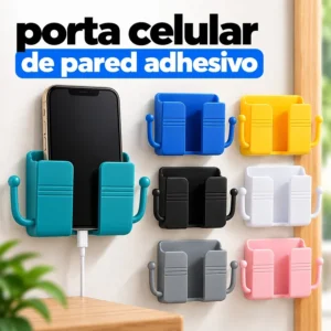 Porta Celular de Pared Adhesivo con Ganchos