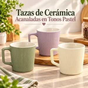 Taza de Cerámica Acanalada en Tonos Pastel