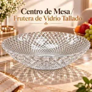 Centro de Mesa Frutera de Vidrio Tallado