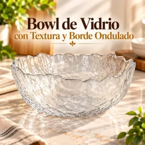 Bowl de Vidrio con Textura y Borde Ondulado