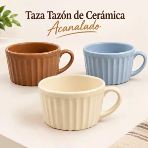 Taza Tazón de Cerámica Acanalado