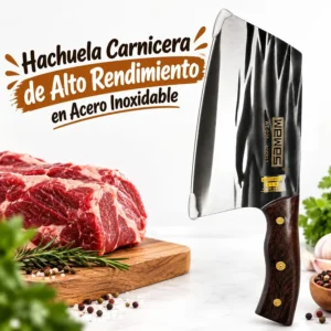 Hachuela Carnicera de Alto Rendimiento en Acero Inoxidable Mango Oscuro