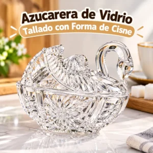 Azucarera de Vidrio Tallado con Forma de Cisne