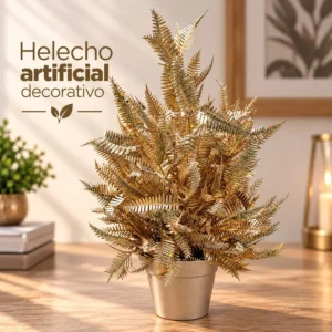 Helecho Artificial Decorativo Dorado en Maceta