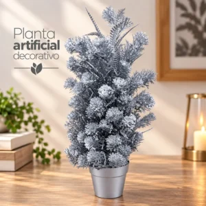 Planta Artificial Decorativa Plateada en Maceta
