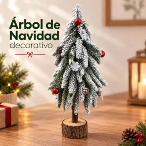 Árbol de Navidad Decorativo Nevado con Esferas y Piñas