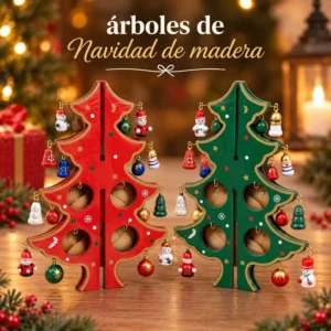 Árbol de Navidad de Madera con Mini Adornos Colgantes