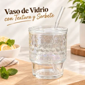 Vaso de Vidrio con Textura y Sorbete