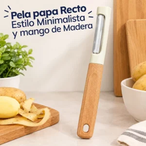 Pela Papa Recto Minimalista con Mango de Madera