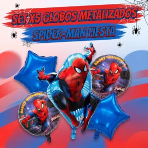 Set x5 Globos Metalizados Spider-Man Fiesta