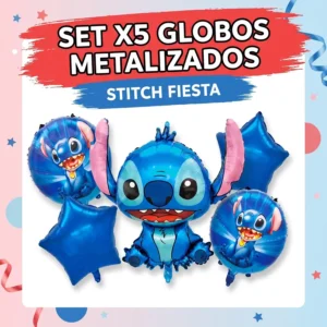 Set x5 Globos Metalizados Stitch Fiesta