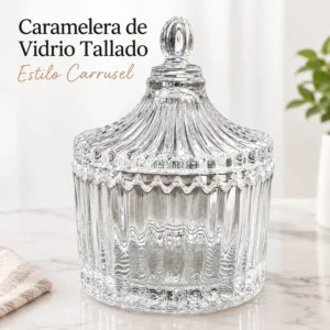 Caramelera de Vidrio Tallado Estilo Carrusel