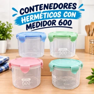Contenedores Herméticos con Medidor 600 ml