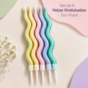 Set de 6 Velas Onduladas Tono Pastel