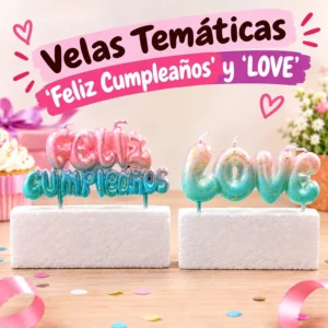 Velas Temáticas Feliz Cumpleaños y Love