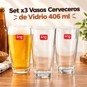 Set x3 Vasos Cerveceros de Vidrio 406 ml