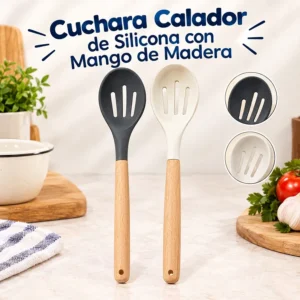Cuchara Calador de Silicona con Mango de Madera